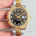 BP Factory Swiss Quality Copy Rolex Datejust 41mm Black Face Two Tone Watch 